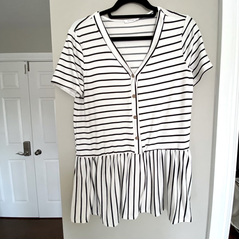 Reborn J black & white striped shirt